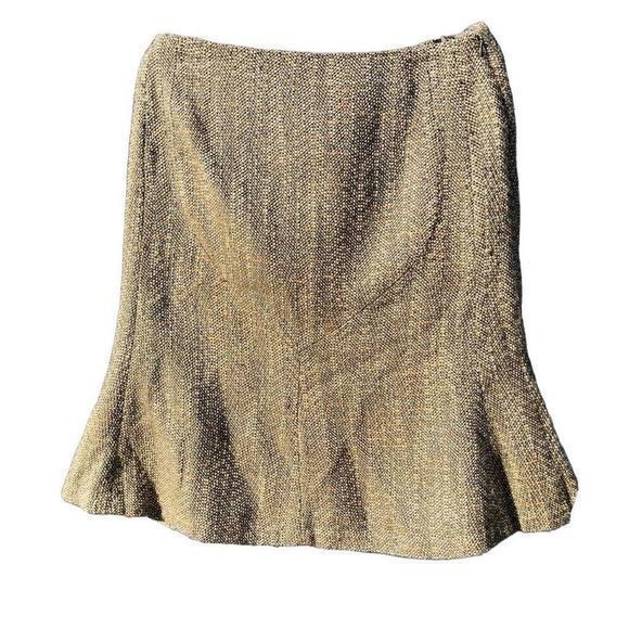 Oscar de la Renta Skirt Estilo Side Zip Gold Multicolor Fleck Tweed Lined SZ 8 - Picture 13 of 13